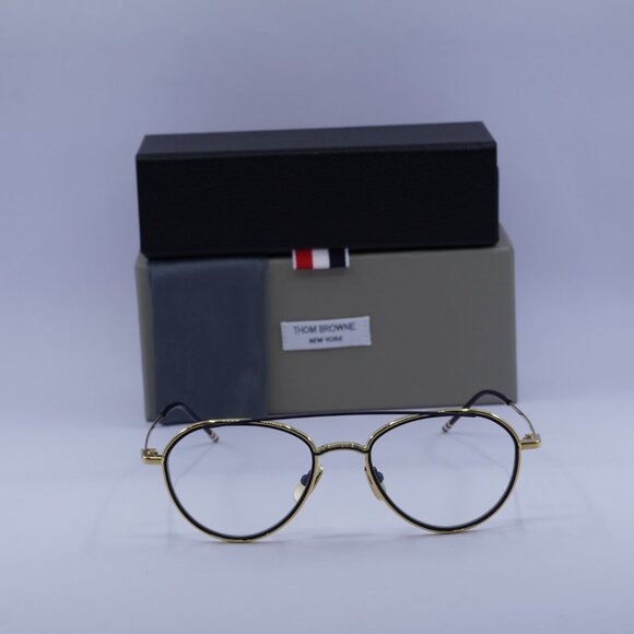 Thom Browne TB109-CGLDNVY53 Aviator Eyeglasses 53mm – Gold/Navy - Picture 3 of 9